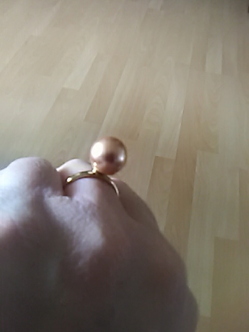 💲2⃣▶▶Gold Tone Pearl Statement Ring - Pink Pearl Accent